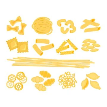 Big set with the different types of italian pasta vector illustration Stock Illustration