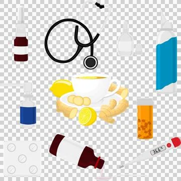 Big set different types medication of different size for pharmacy Stock Illustration