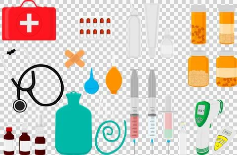 Big set different types medication of different size for pharmacy Stock Illustration