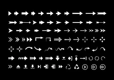 Big set of different vector  white arrows Stock Illustration
