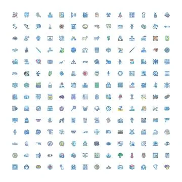 Big set of diverse flat line ui icons Stockillustratie
