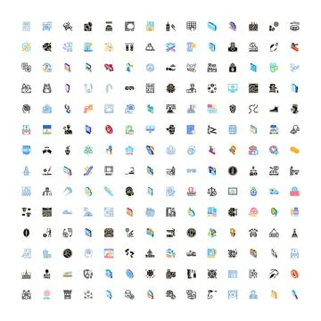 Big set of diverse modern flat line icons 库存插图