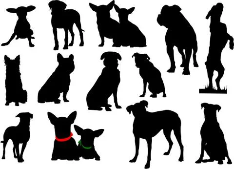 Big set of dog silhouettes. Vector illustration Stock Illustration
