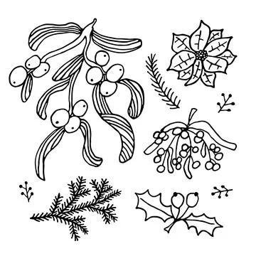 Big set of doodles elements for Christmas design. Stock Illustration
