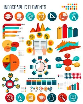 Big set of education infographics elements. vector. Stock Illustration
