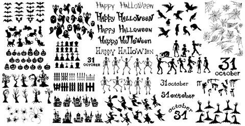 Big SET with elements for the holiday Halloween - Vector Stock Illustration