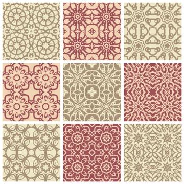 Big set elements for seamless vector patterns. Floral geometric ornament. End Stockillustratie