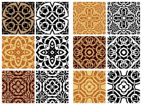 Big set elements for seamless vector patterns. Floral geometric ornament. End 库存插图