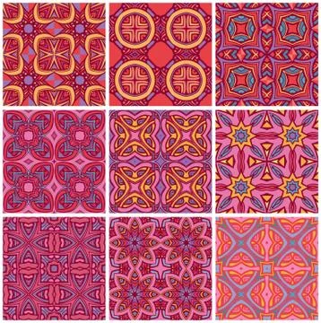 Big set elements for seamless vector patterns. Floral geometric ornament. End 스톡 일러스트