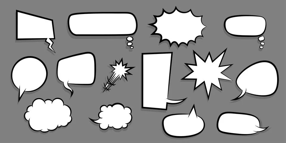 Big set empty speech bubble comic text Stock Illustration