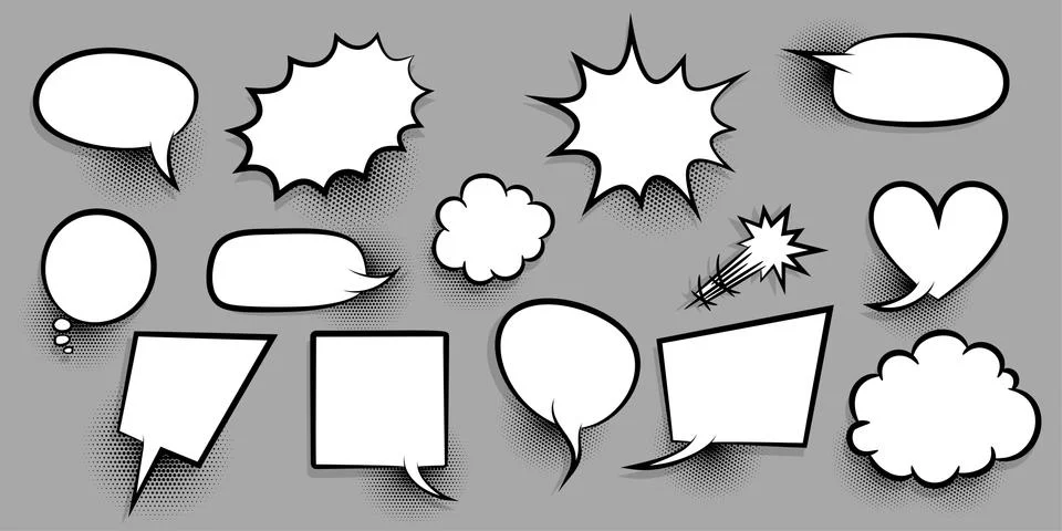 Big set empty speech bubble comic text Stock Illustration