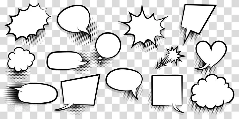 Big set empty speech bubble comic text Stock Illustration