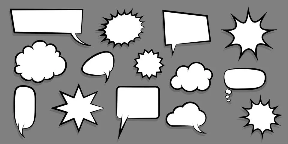 Big set empty speech bubble comic text Stock Illustration