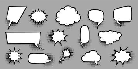 Big set empty speech bubble comic text Stock Illustration