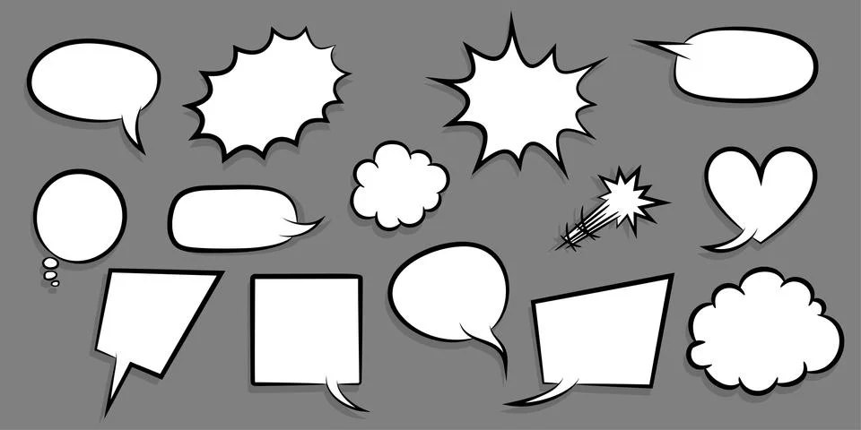 Big set empty speech bubble comic text Stock Illustration