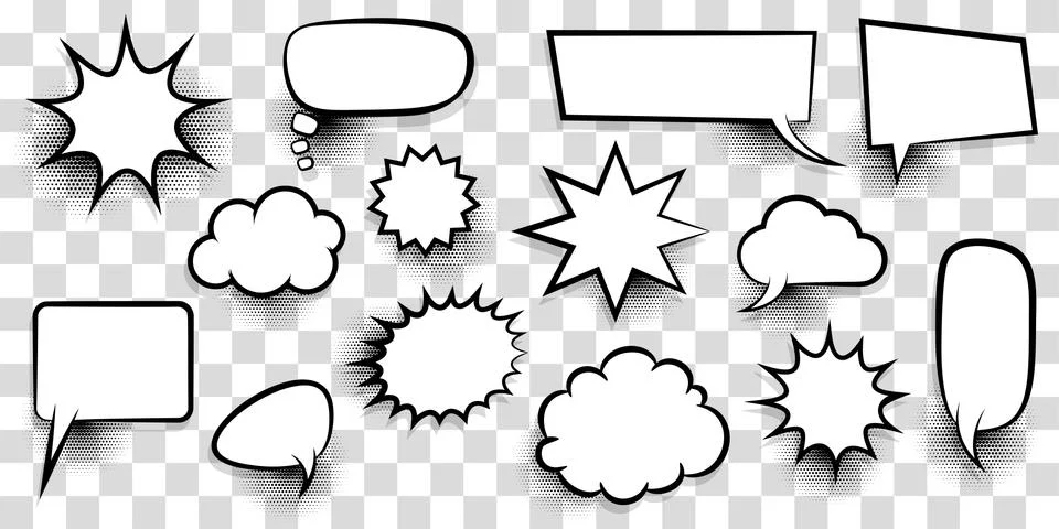 Big set empty speech bubble comic text Illustrazione stock
