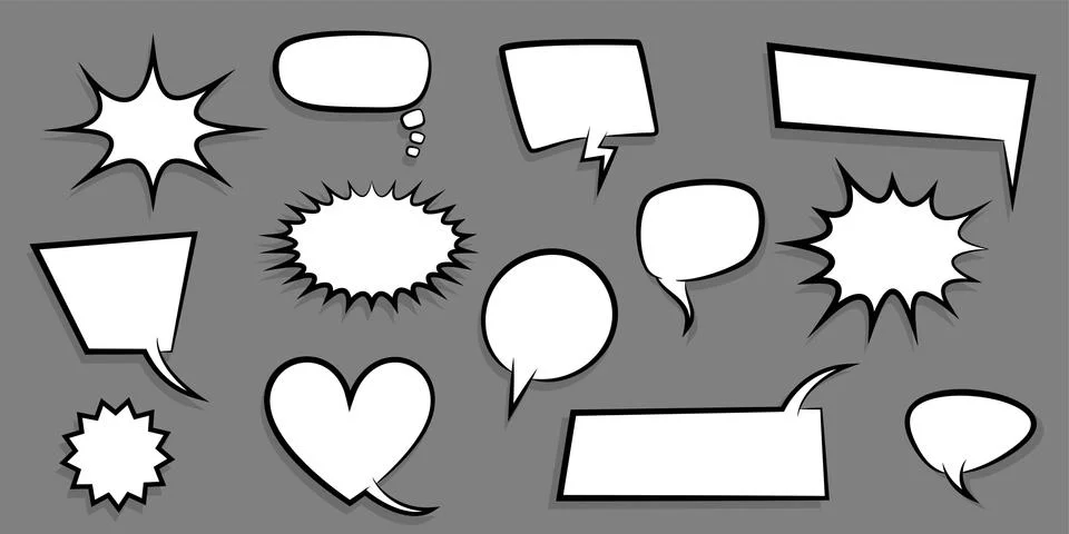 Big set empty speech bubble comic text Stock Illustration