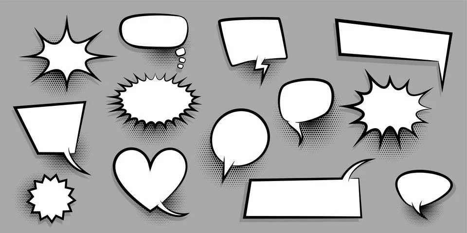 Big set empty speech bubble comic text Stock Illustration