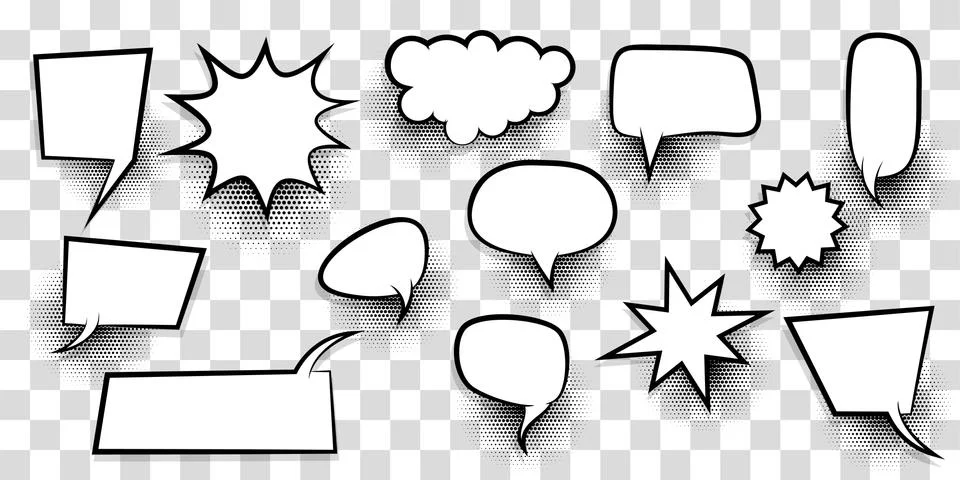 Big set empty speech bubble comic text Illustrazione stock