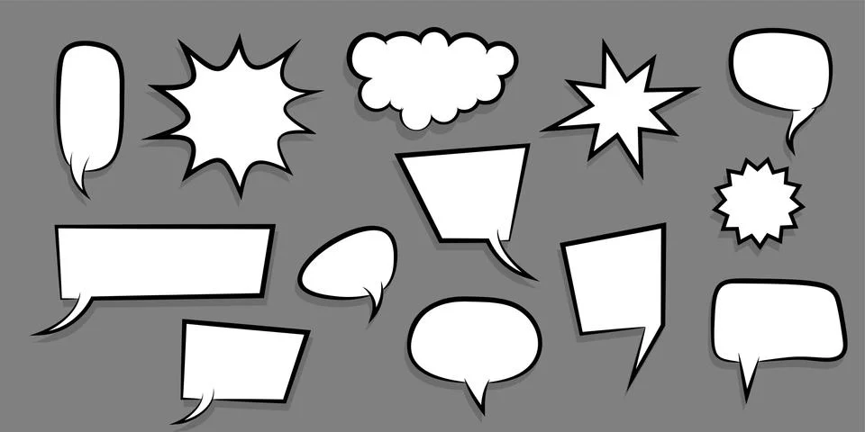 Big set empty speech bubble comic text Illustrazione stock