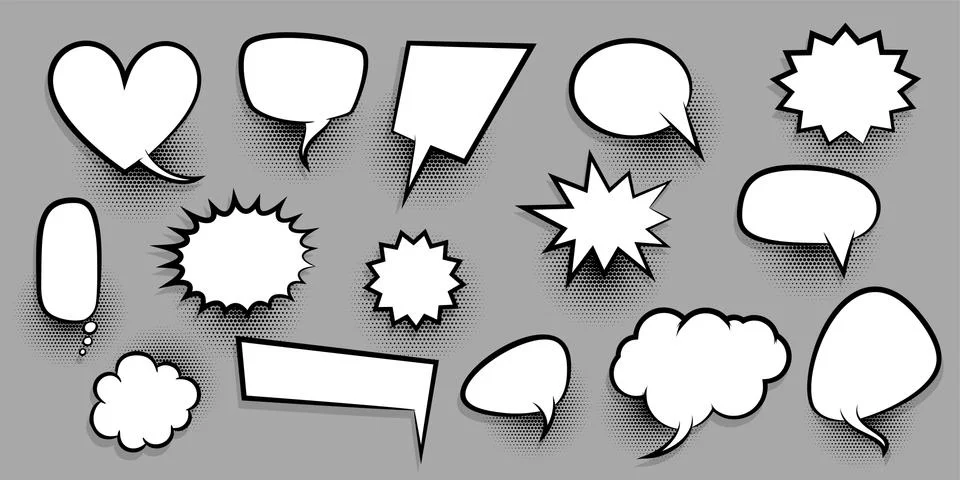 Big set empty speech bubble comic text Stock Illustration