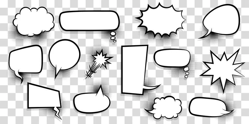 Big set empty speech bubble comic text Stock Illustration