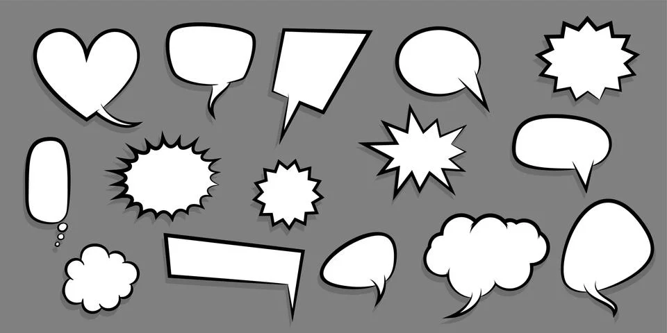 Big set empty speech bubble comic text Stock Illustration