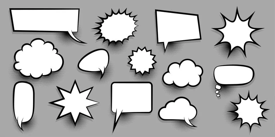 Big set empty speech bubble comic text Stock Illustration