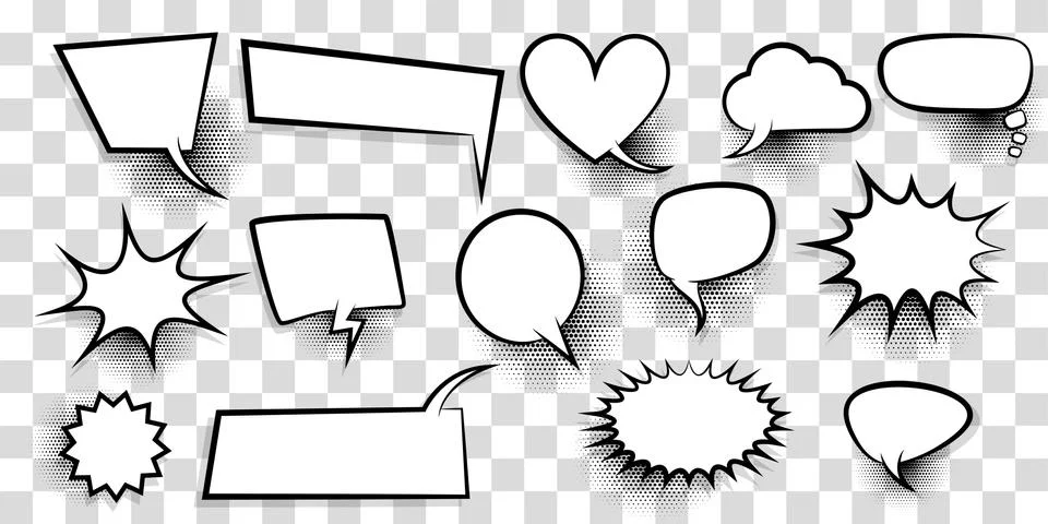 Big set empty speech bubble comic text Stock Illustration
