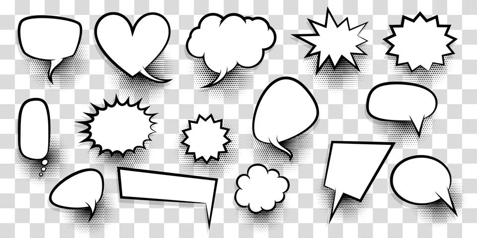 Big set empty speech bubble comic text Stock Illustration