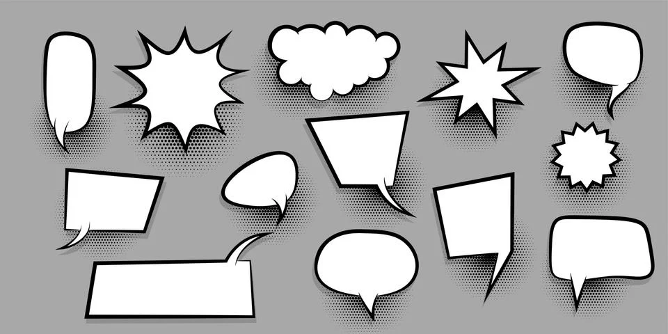Big set empty speech bubble comic text Stock Illustration