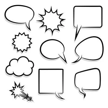 Big set empty speech bubble comic text Stock Illustration