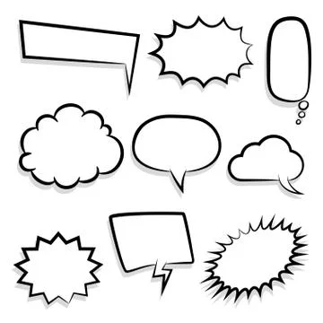 Big set empty speech bubble comic text Stock Illustration