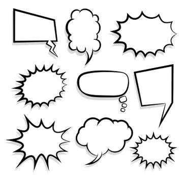 Big set empty speech bubble comic text Stock Illustration