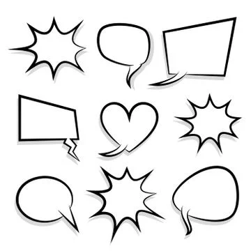Big set empty speech bubble comic text Stock Illustration