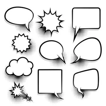 Big set empty speech bubble comic text Stock Illustration