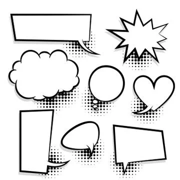 Big set empty speech bubble comic text Stock Illustration