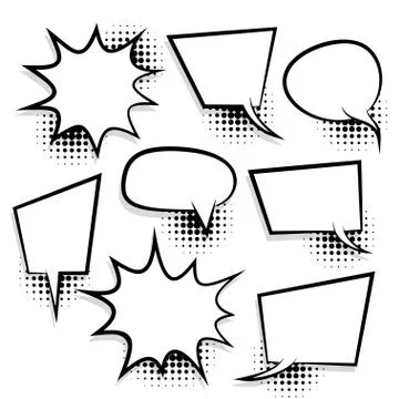 Big set empty speech bubble comic text Stock Illustration