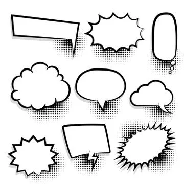 Big set empty speech bubble comic text Stock Illustration