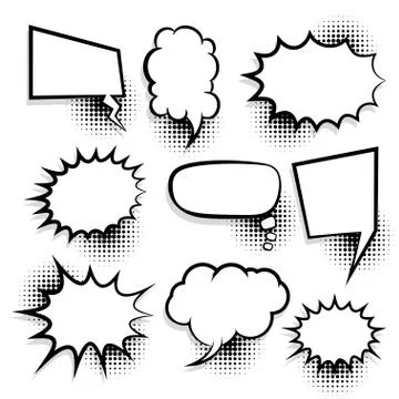 Big set empty speech bubble comic text Stock Illustration