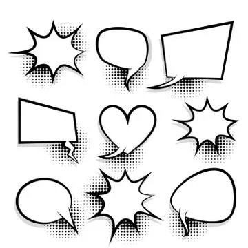 Big set empty speech bubble comic text Illustrazione stock