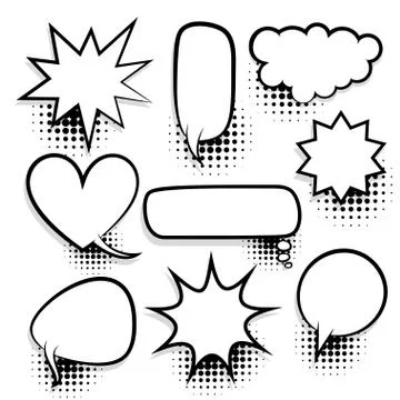 Big set empty speech bubble comic text Illustrazione stock