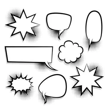 Big set empty speech bubble comic text Stock Illustration