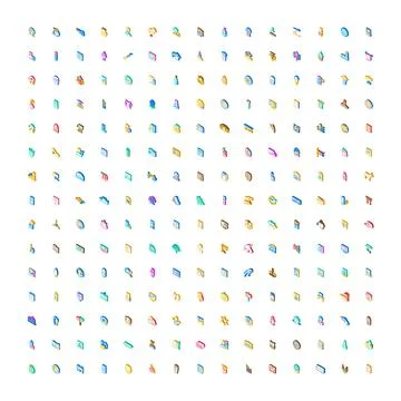 Big set of essential isometric outline icons Stock Illustration