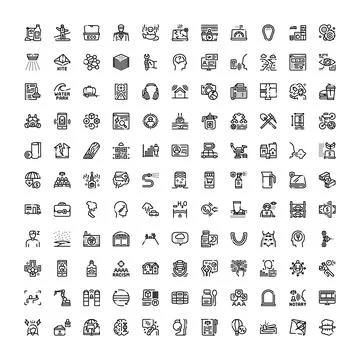 Big set of essential user interface line icons Ilustração Stock