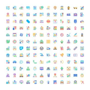Big set of essential web application colorful icons Illustrazione stock