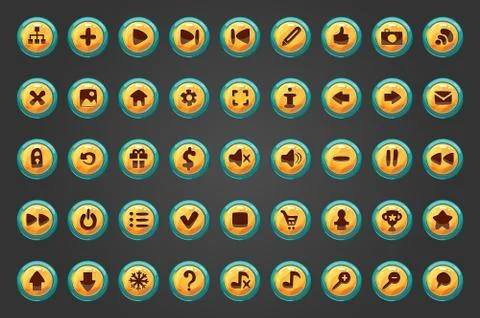 Big set of fifty vector button for game design Stock Illustration