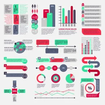 Big set of flat infographic elements Illustrazione stock