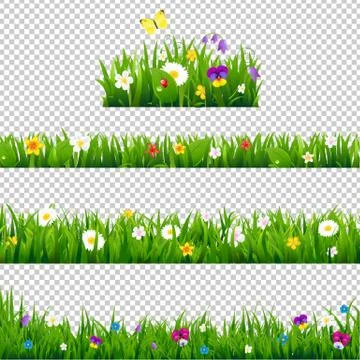 Big Set Flowers Borders Stock Illustration