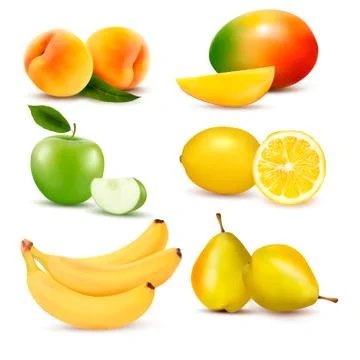 Big set of fresh fruit. vector Stock Illustration